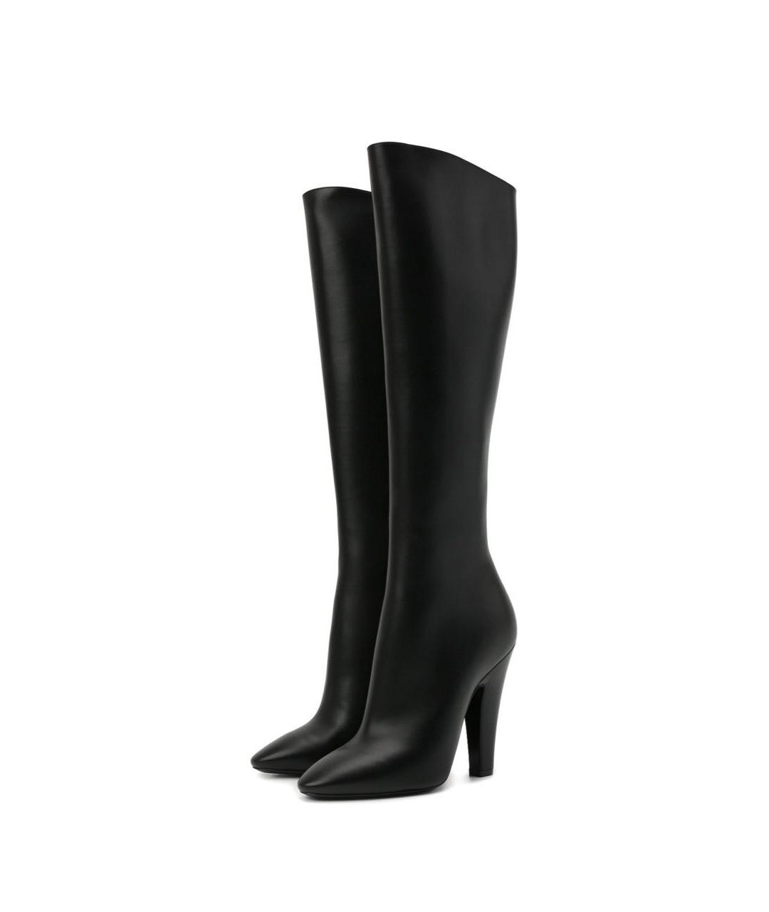 SAINT LAURENT Черные кожаные сапоги, фото 5