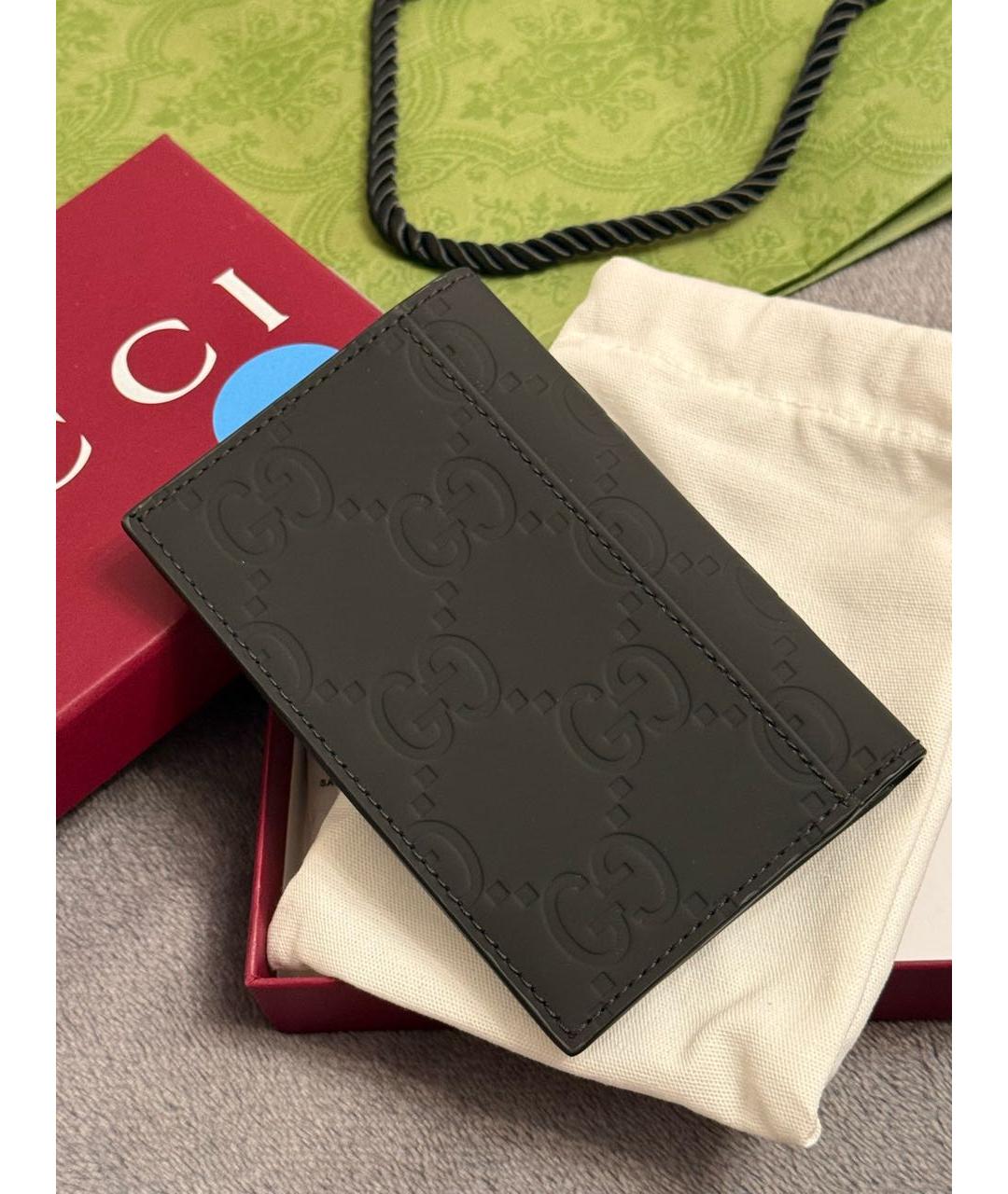 GUCCI Черная кожаная визитница, фото 3