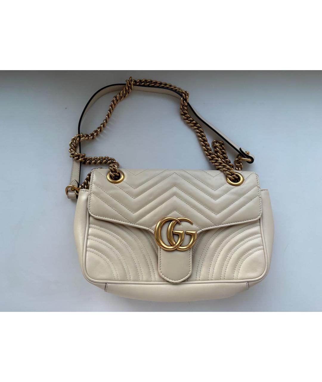 GUCCI Белая кожаная сумка через плечо, фото 6