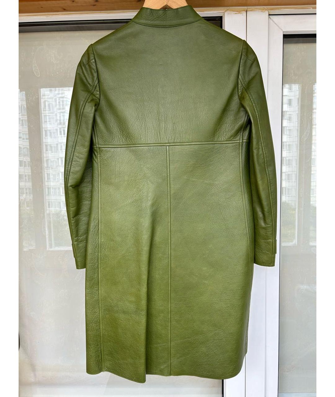 VALENTINO Зеленое кожаное пальто, фото 2