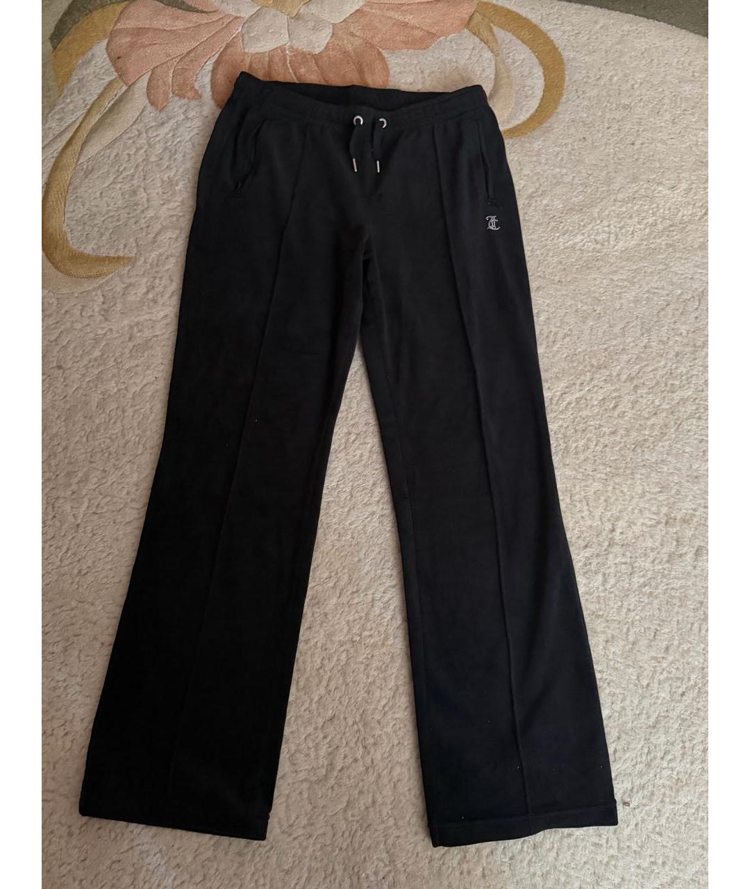 JUICY COUTURE Черные велюровые прямые брюки, фото 4