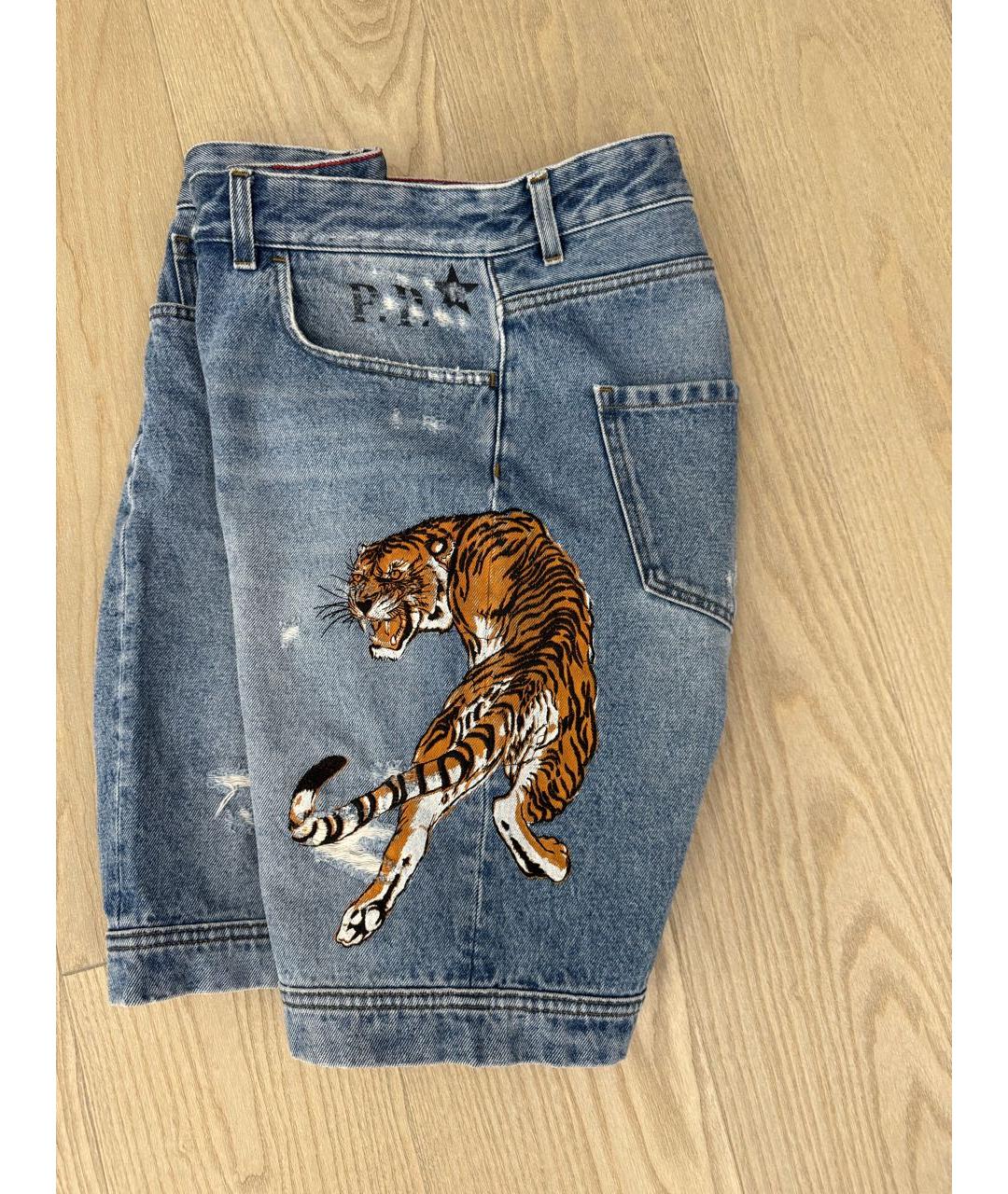 PHILIPP PLEIN Синие деним шорты, фото 5