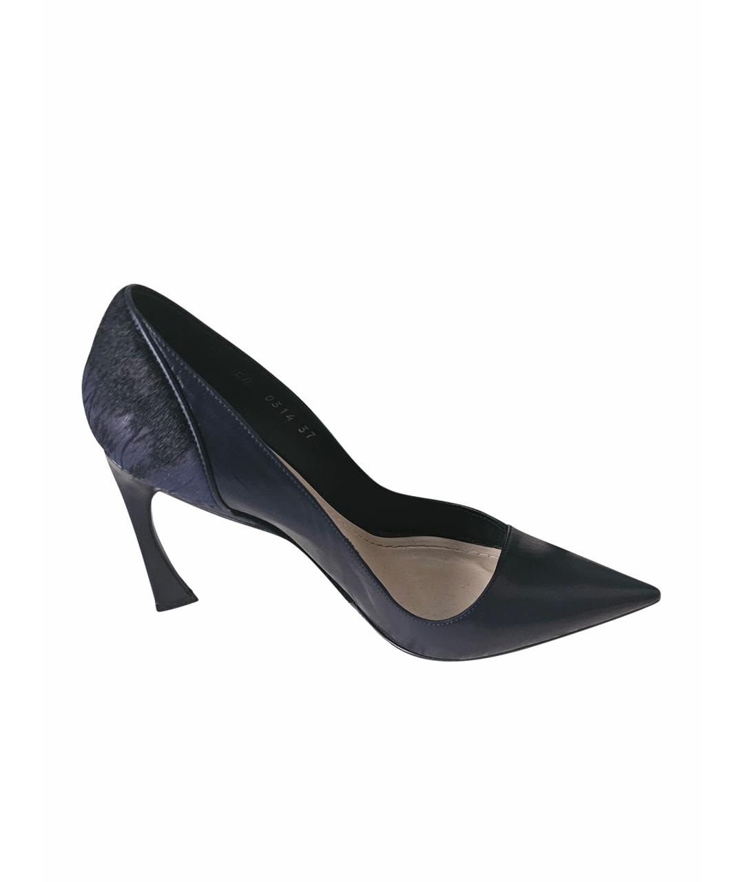 CHRISTIAN DIOR Темно-синие кожаные туфли, фото 1