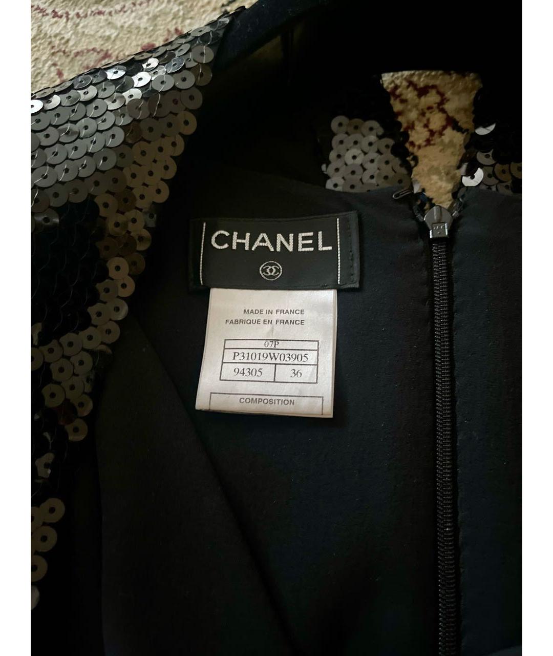 CHANEL Черное шелковое вечернее платье, фото 3