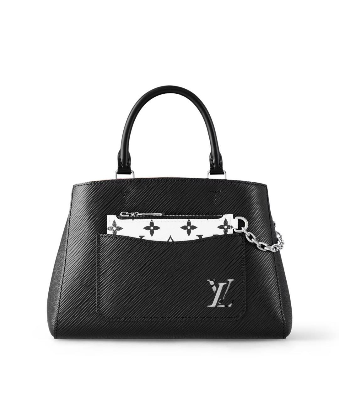 LOUIS VUITTON Черная кожаная сумка тоут, фото 8