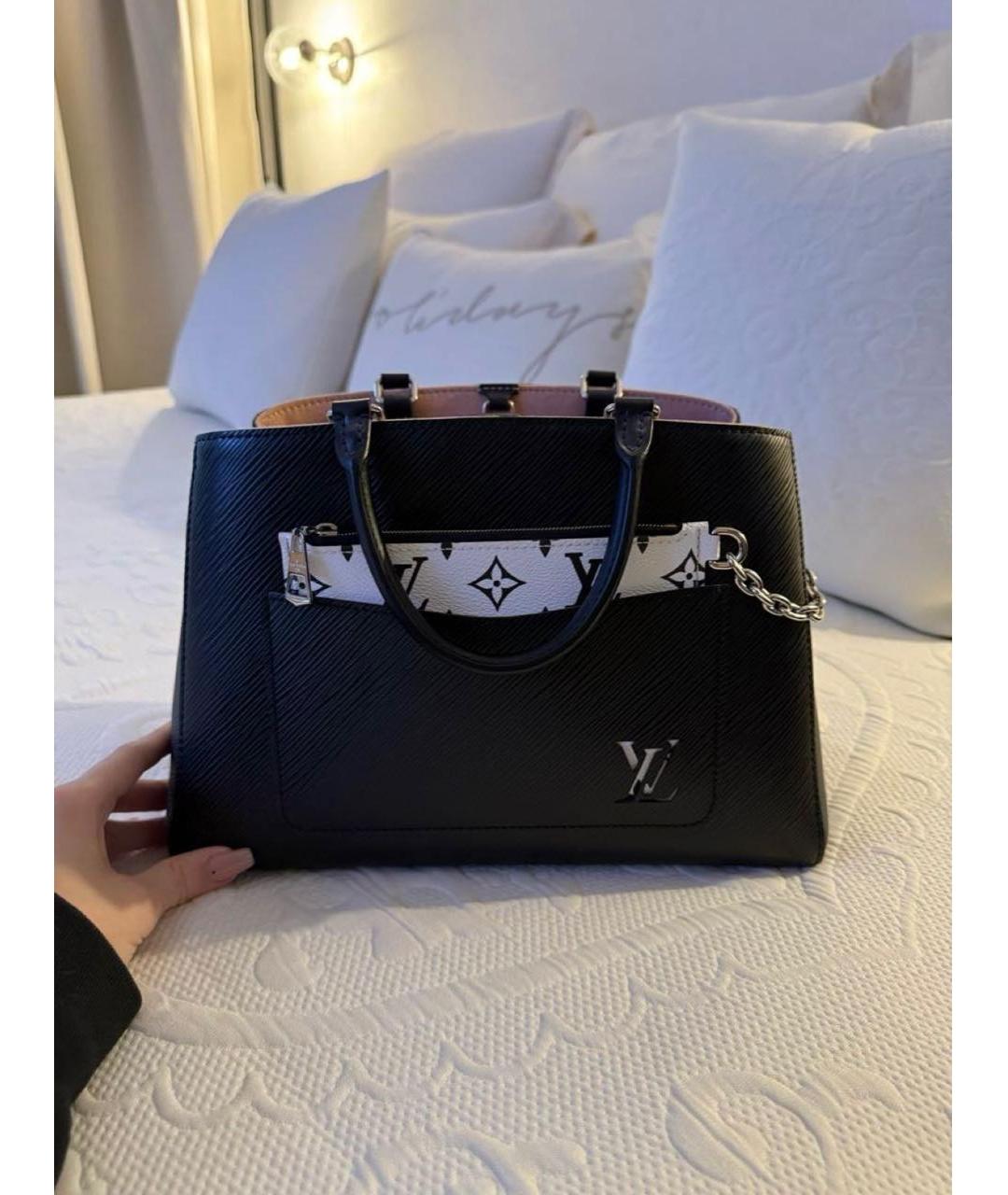 LOUIS VUITTON Черная кожаная сумка тоут, фото 5