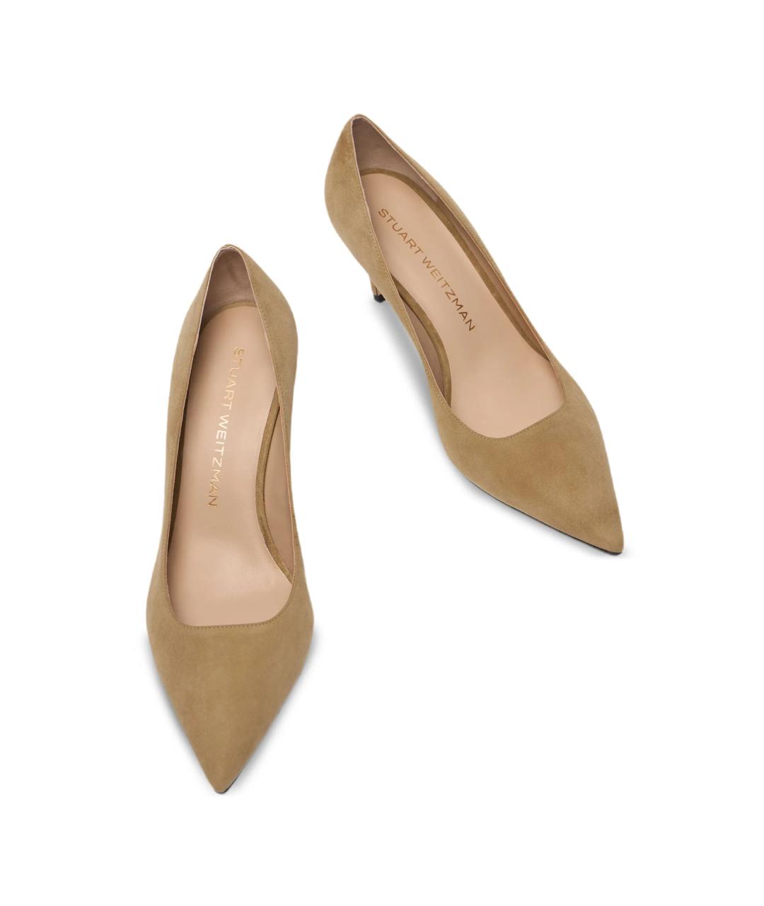 STUART WEITZMAN Золотые кожаные туфли, фото 4