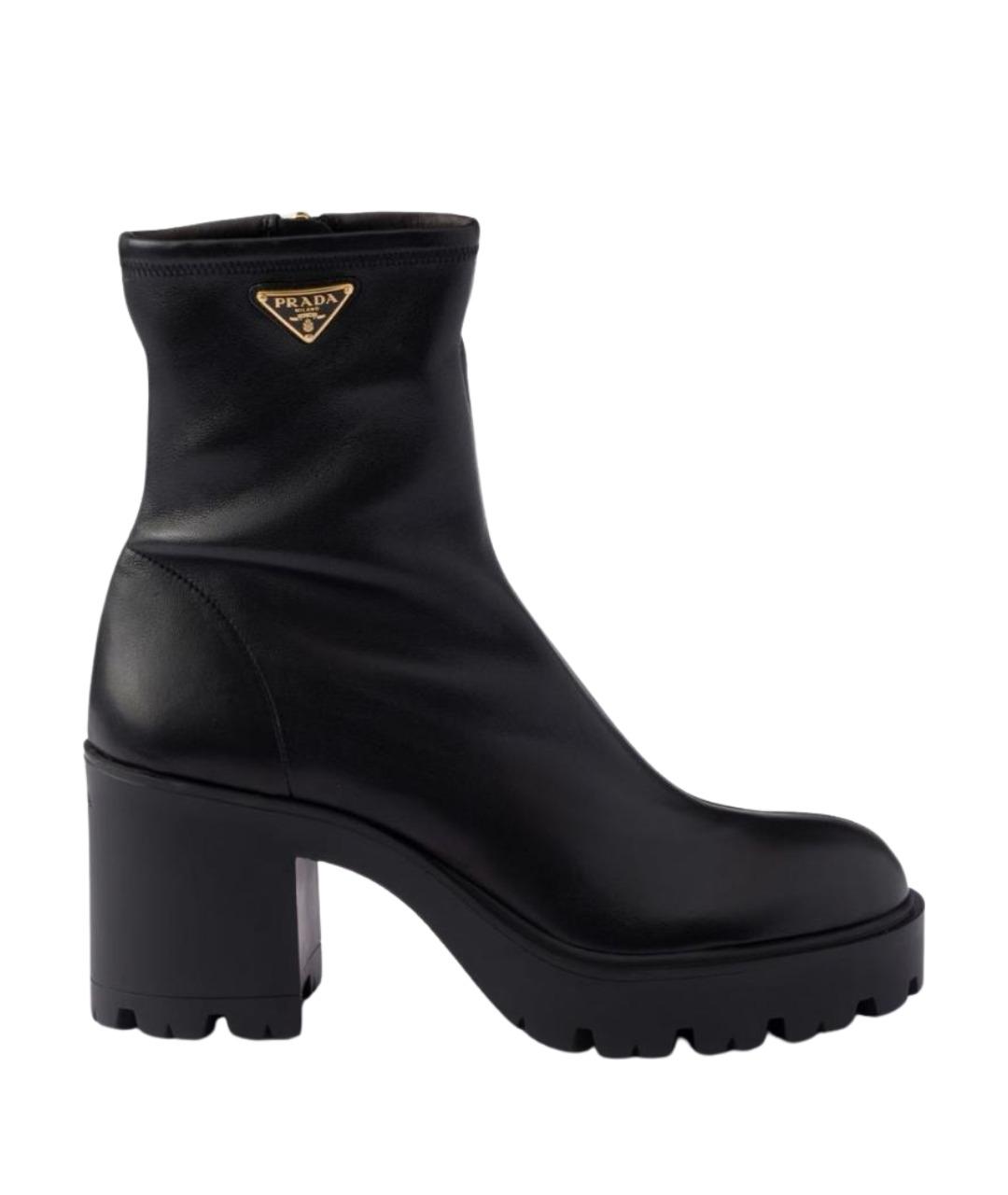 PRADA Черные кожаные ботинки, фото 1