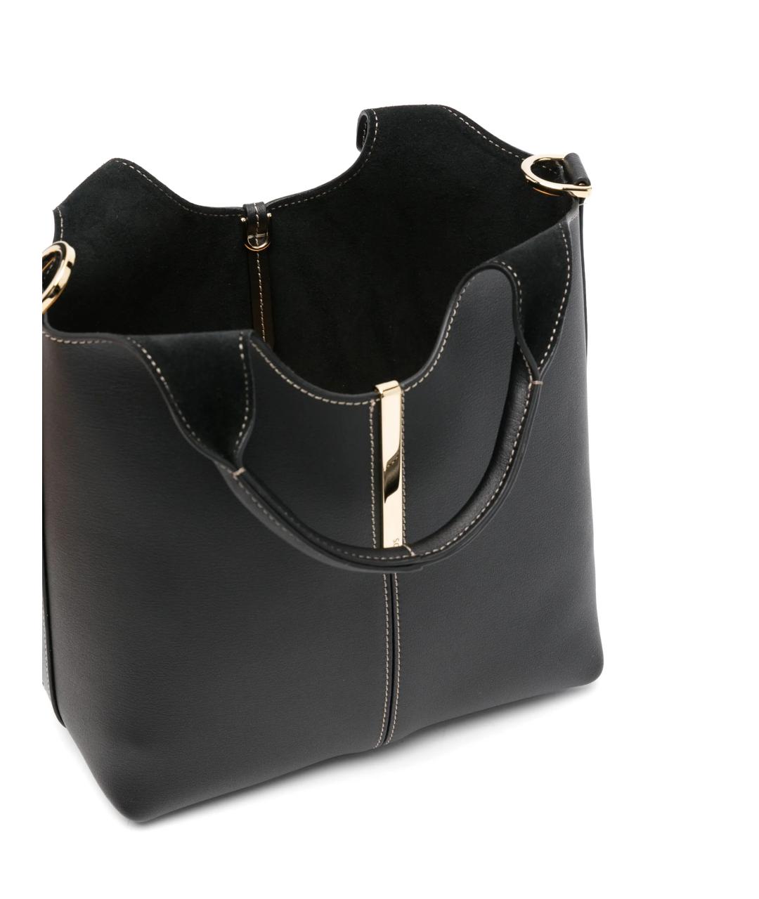 TOD'S Черная кожаная сумка тоут, фото 3