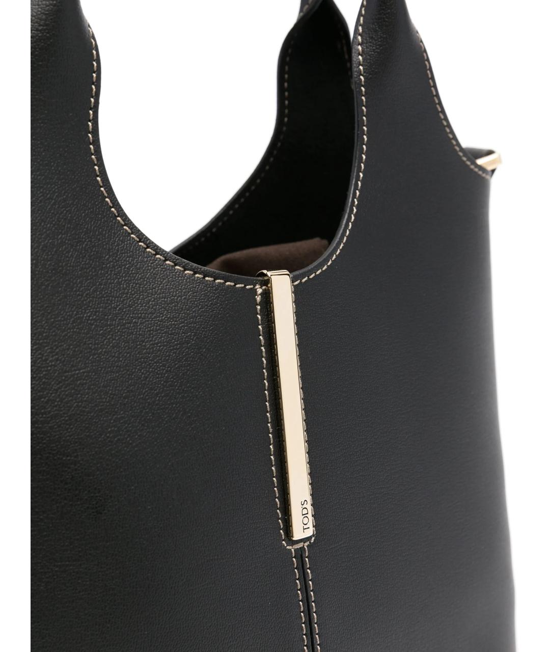 TOD'S Черная кожаная сумка тоут, фото 4