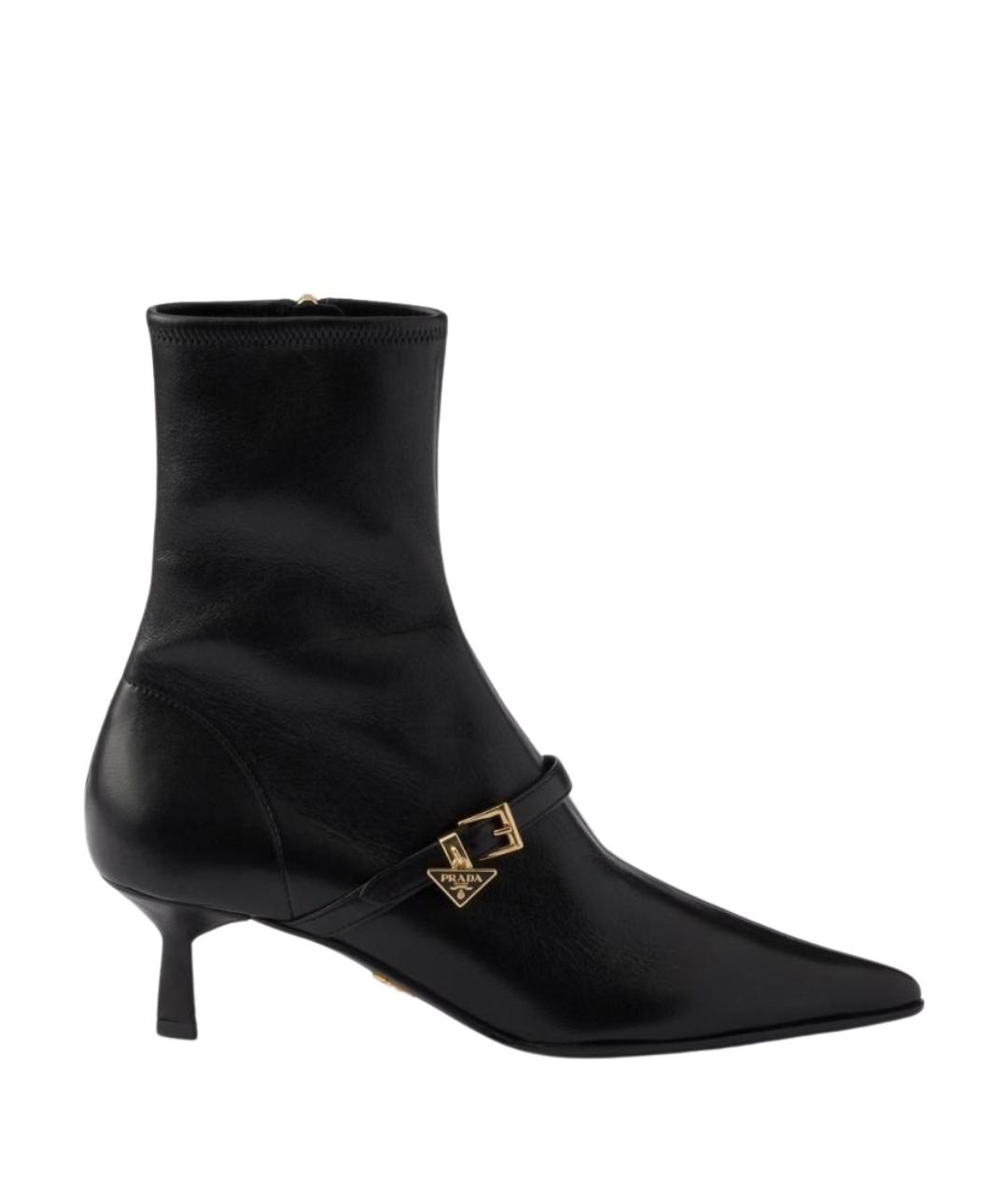 PRADA Черные кожаные ботильоны, фото 1