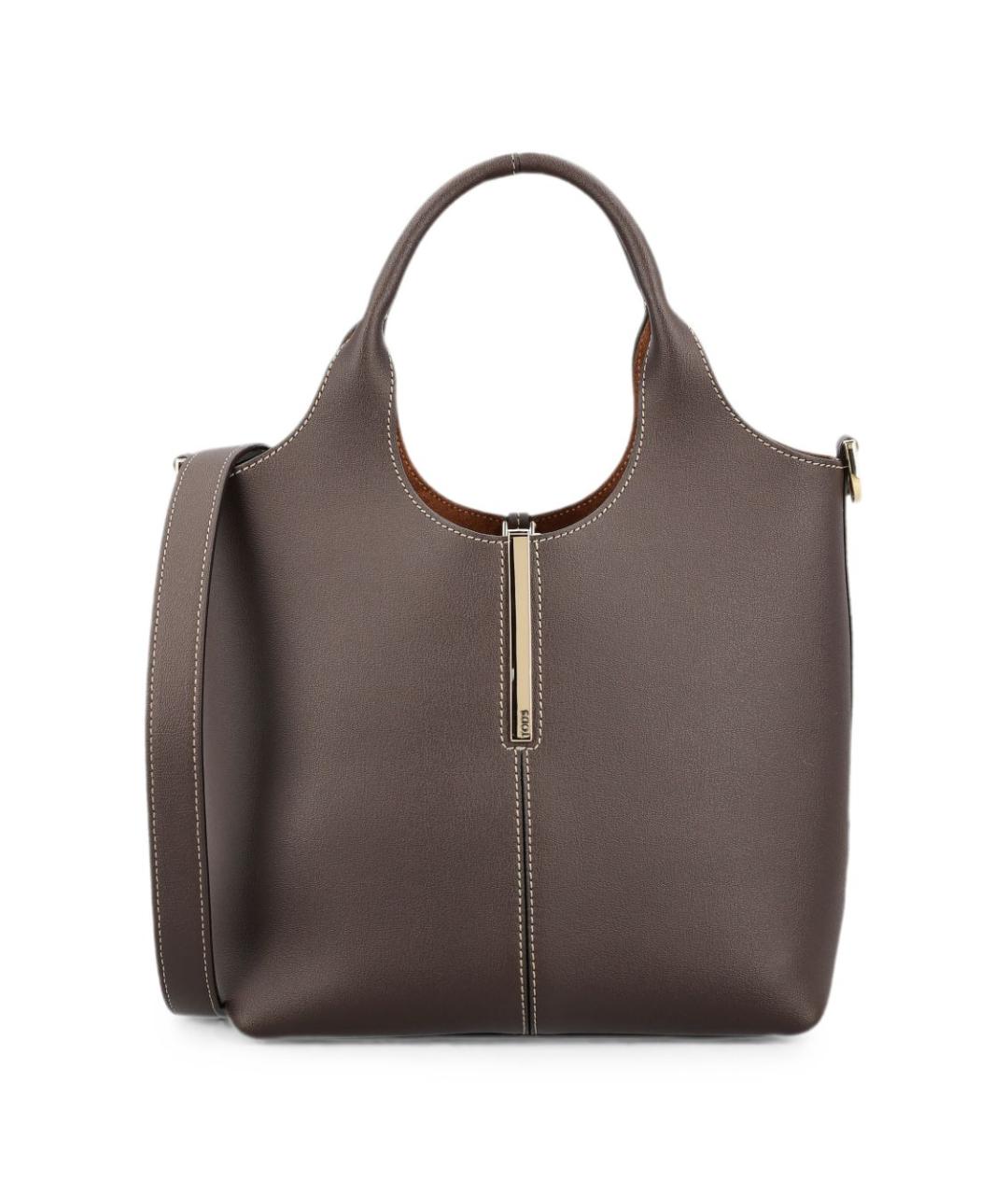 TOD'S Коричневая кожаная сумка тоут, фото 1