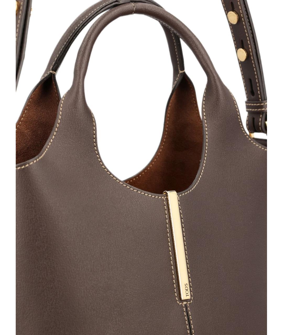 TOD'S Коричневая кожаная сумка тоут, фото 4