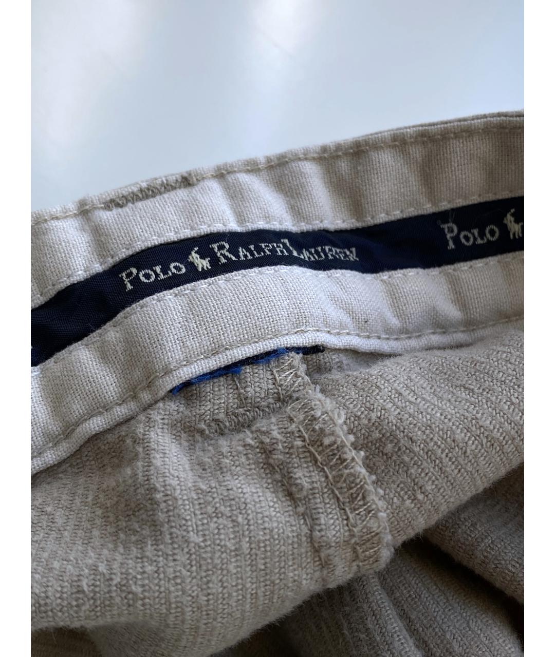 POLO RALPH LAUREN Бежевые хлопковые повседневные брюки, фото 7