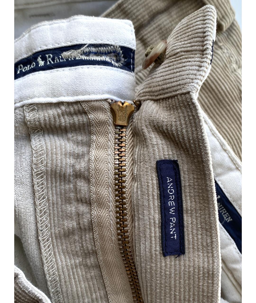 POLO RALPH LAUREN Бежевые хлопковые повседневные брюки, фото 6