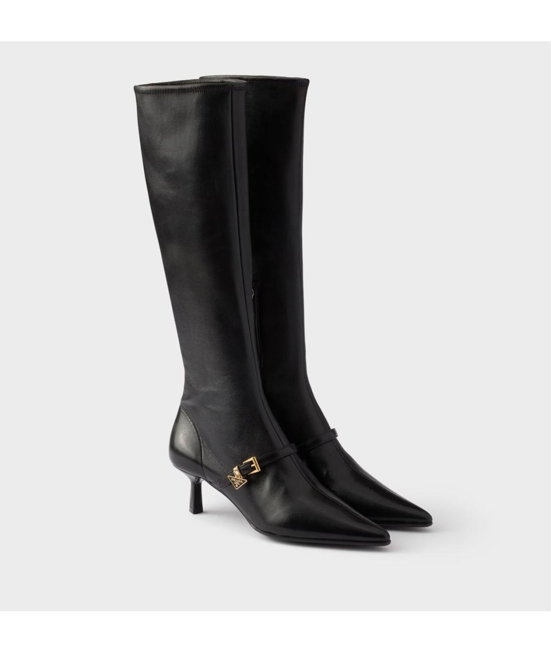 PRADA Черные кожаные сапоги, фото 2