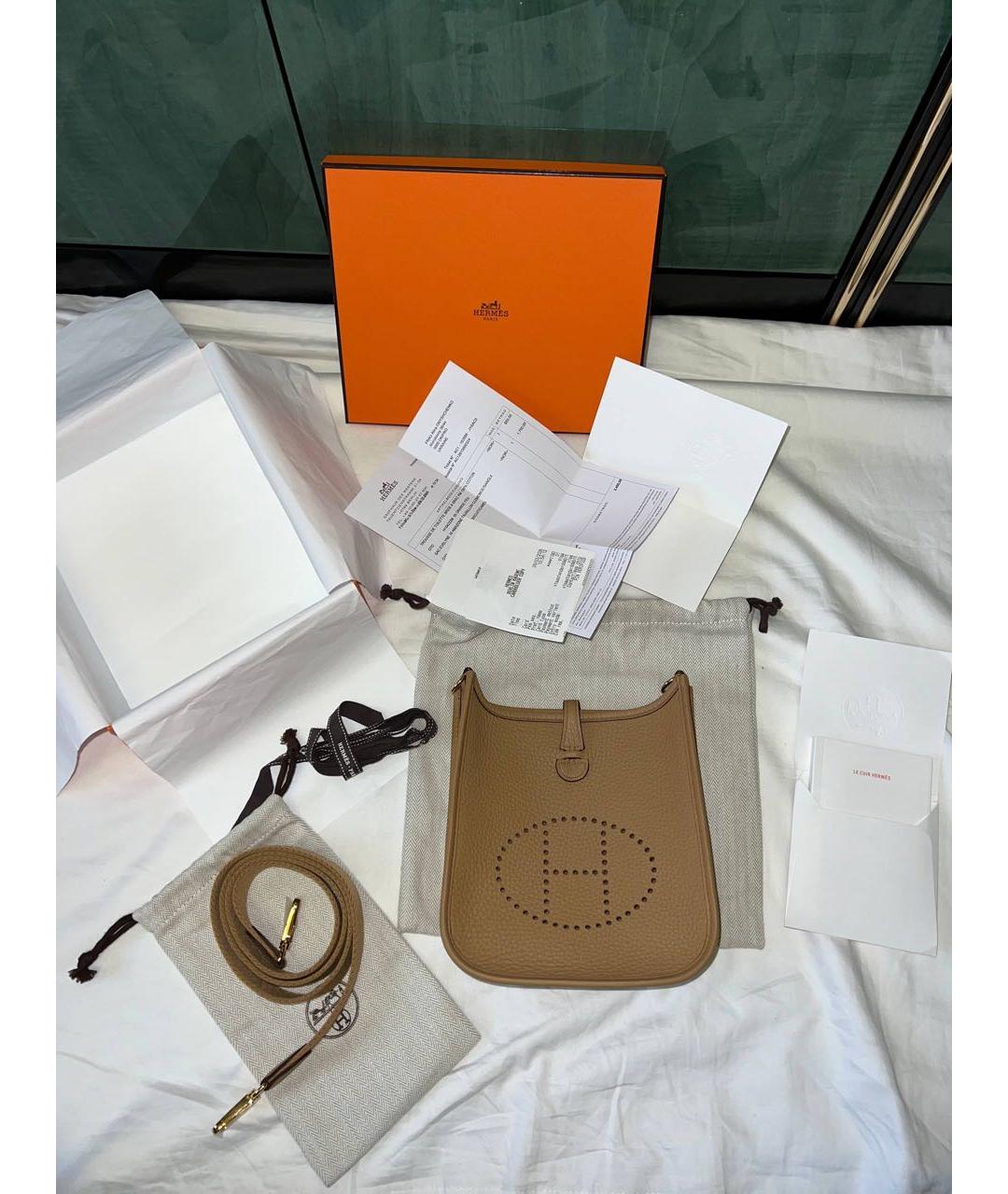 HERMES Бежевая кожаная сумка через плечо, фото 4