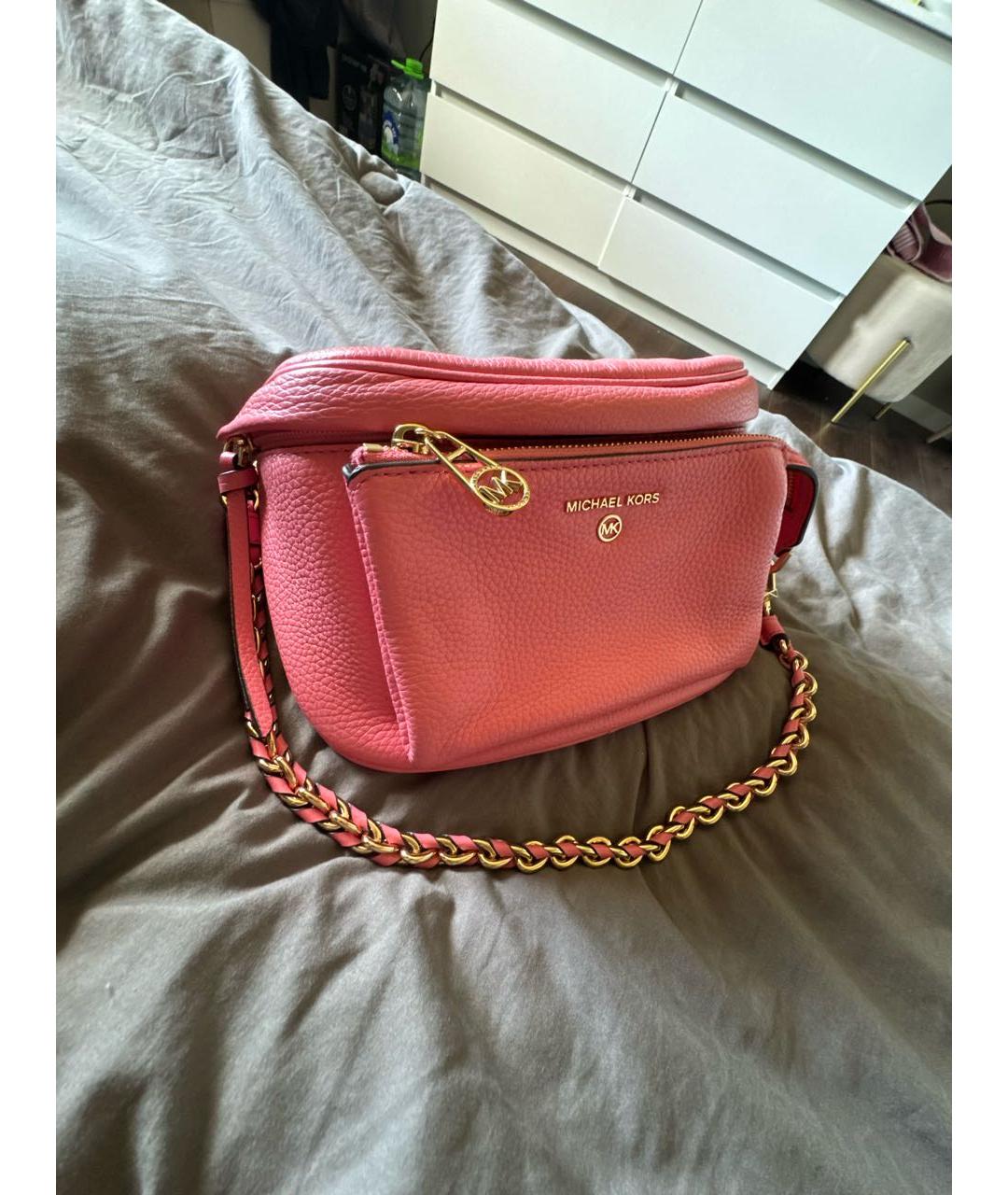MICHAEL KORS Розовая кожаная сумка через плечо, фото 2