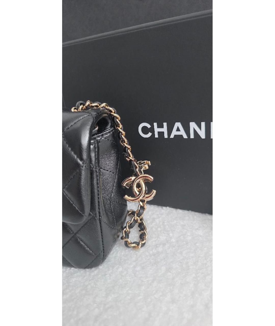 CHANEL Черная кожаная сумка через плечо, фото 6