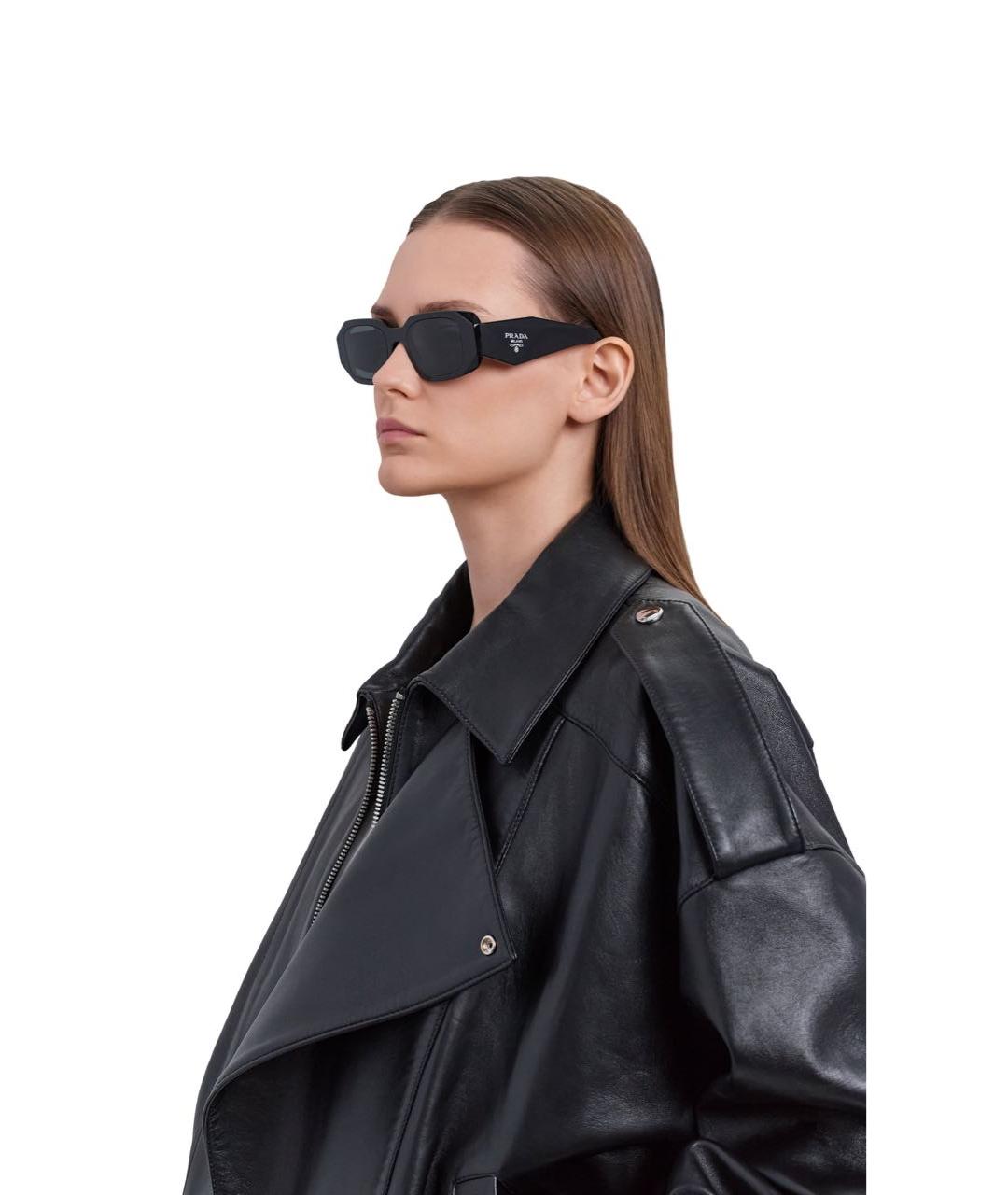 PRADA Черные пластиковые солнцезащитные очки, фото 2