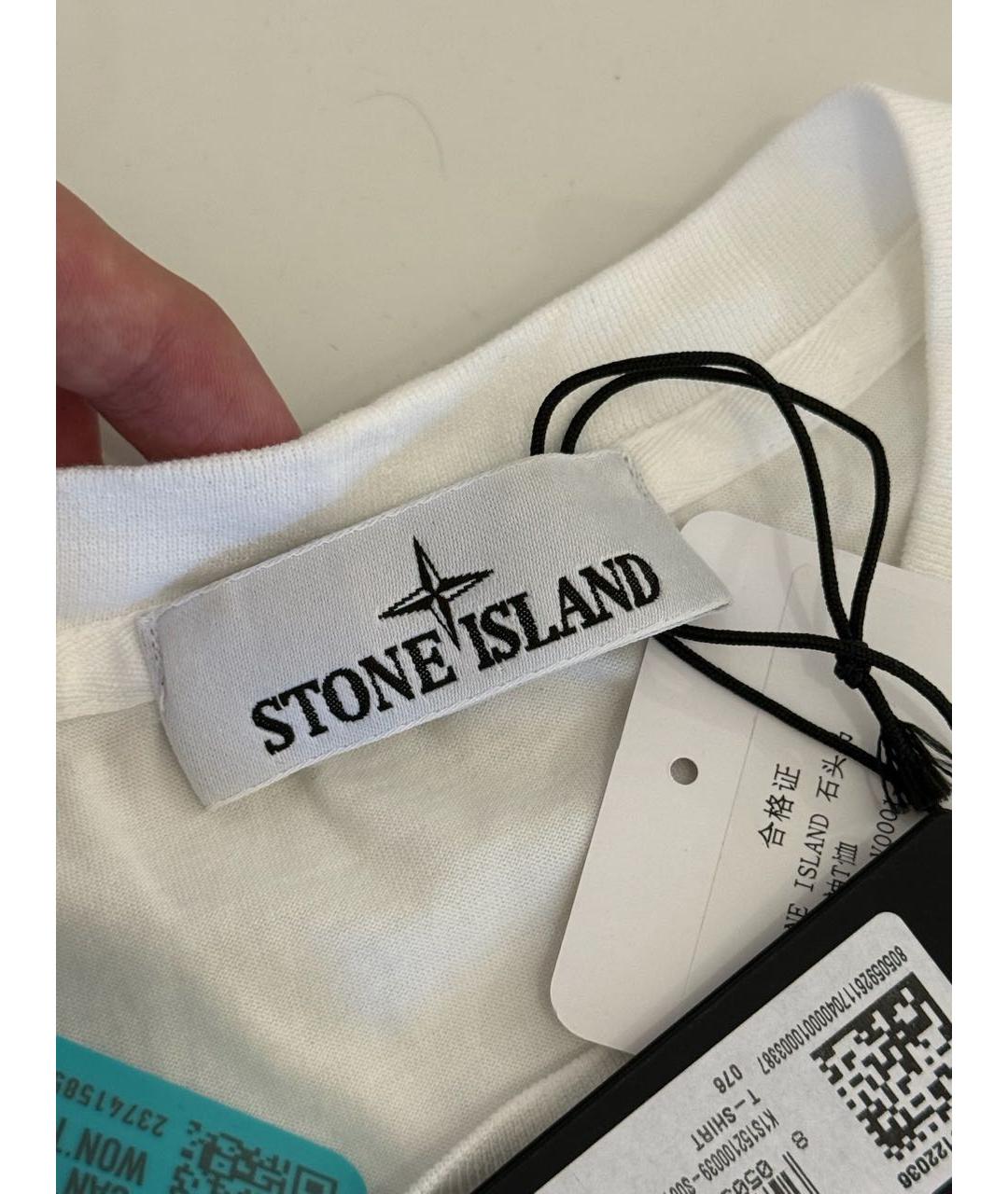 STONE ISLAND Белая хлопковая футболка, фото 2