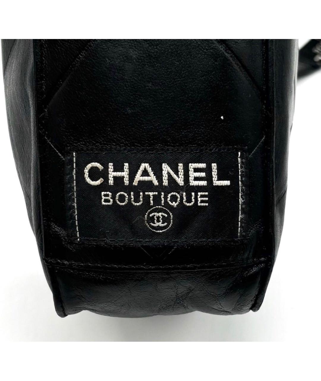 CHANEL Черная кожаная сумка с короткими ручками, фото 6