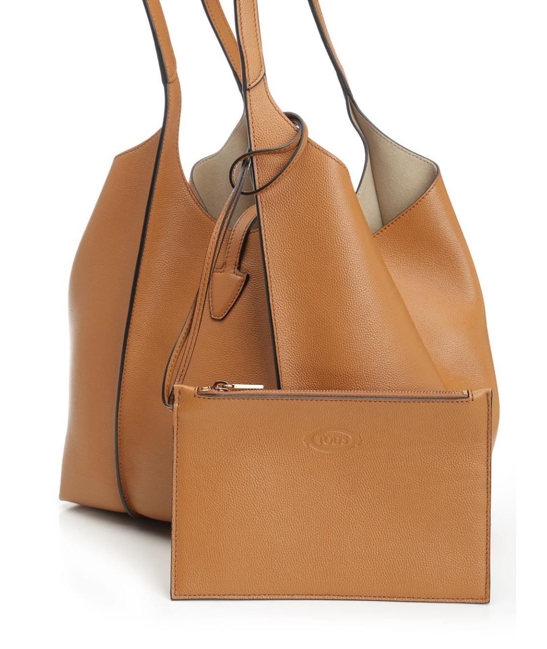 TOD'S Коричневая кожаная сумка тоут, фото 5