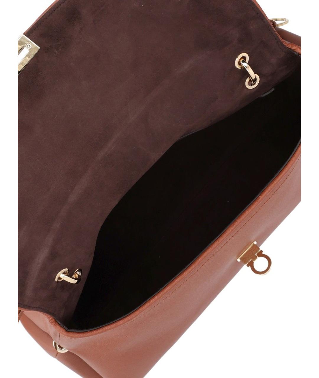 FERRAGAMO Коричневая кожаная сумка тоут, фото 4
