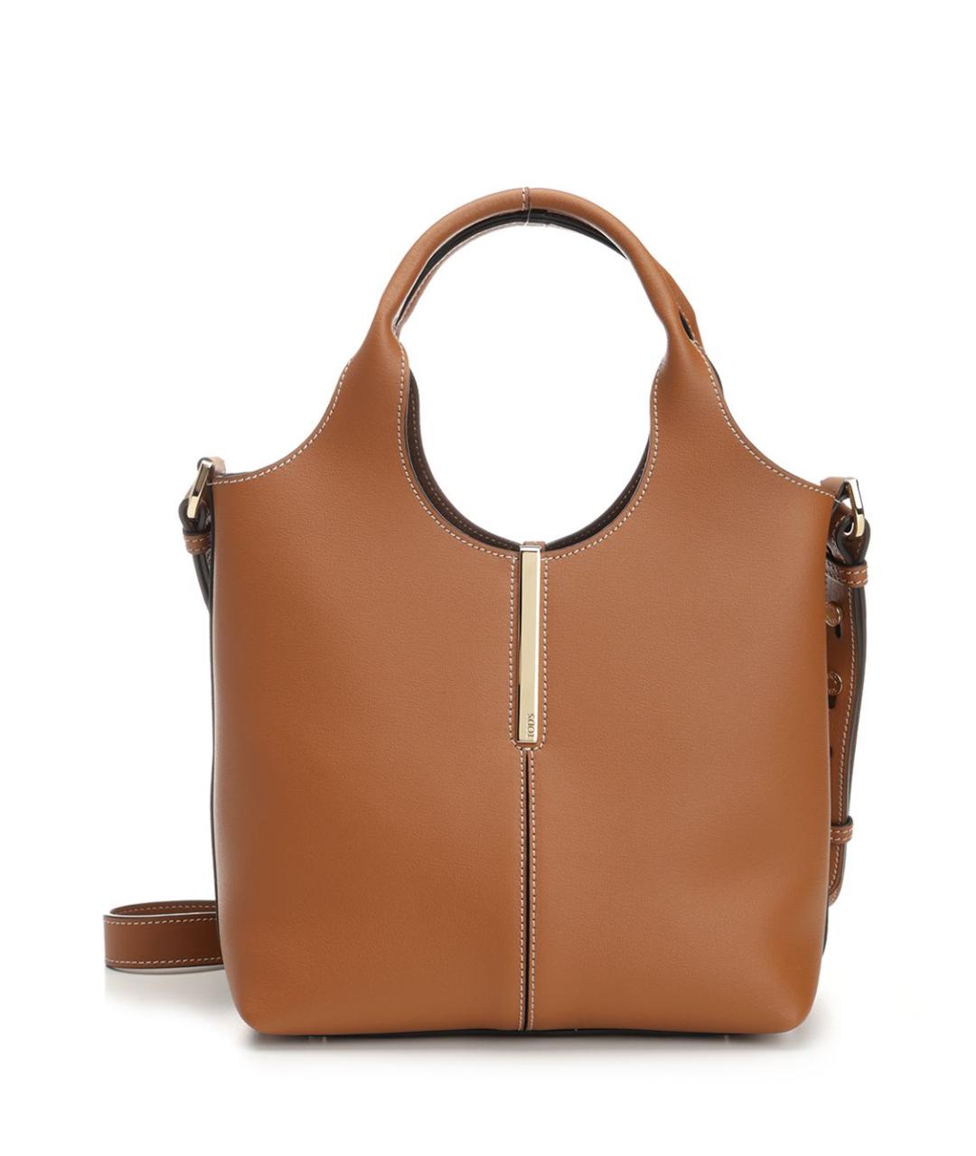 TOD'S Коричневая кожаная сумка тоут, фото 1