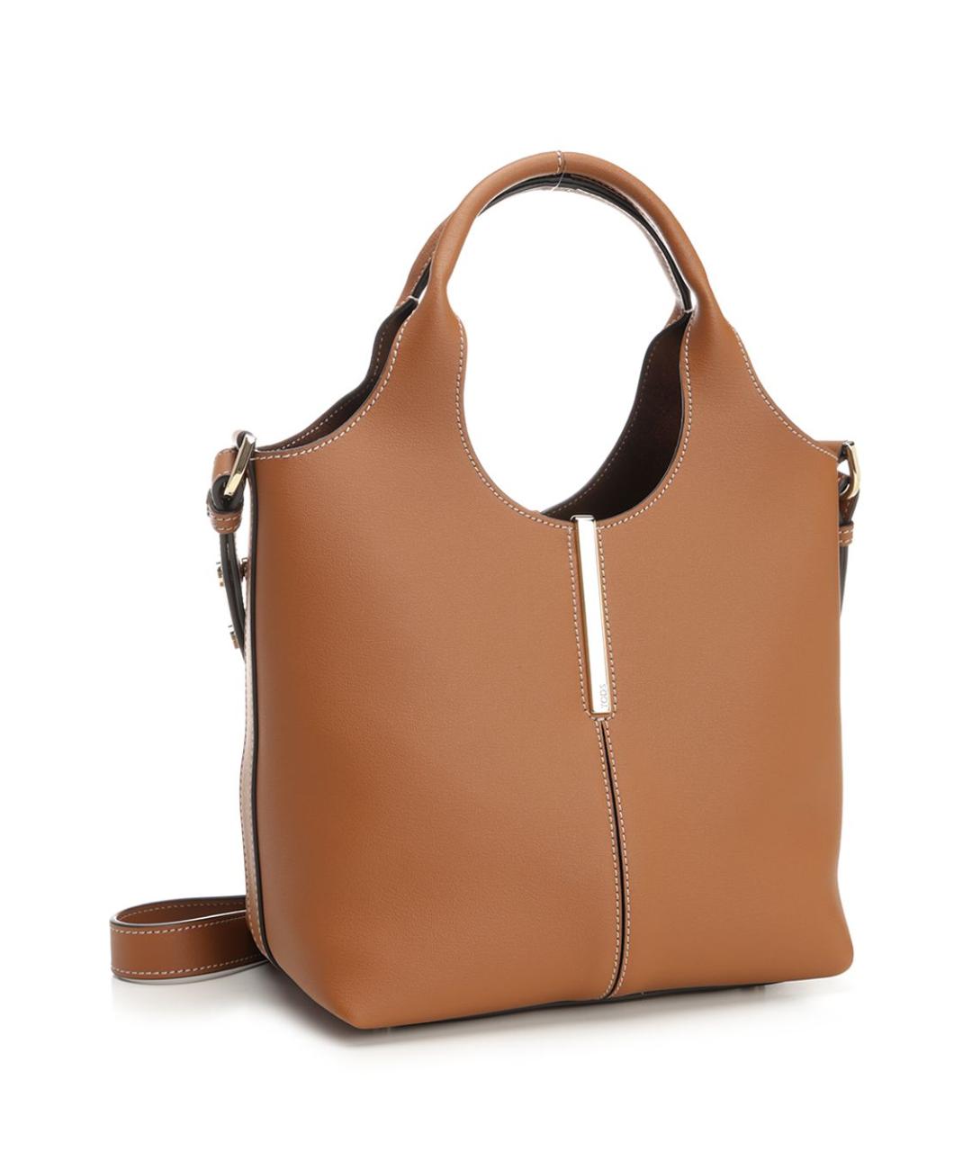 TOD'S Коричневая кожаная сумка тоут, фото 2