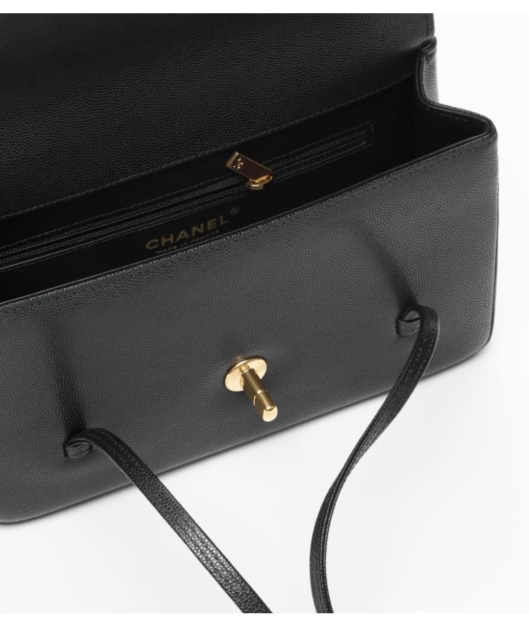 CHANEL Черная кожаная сумка с короткими ручками, фото 4
