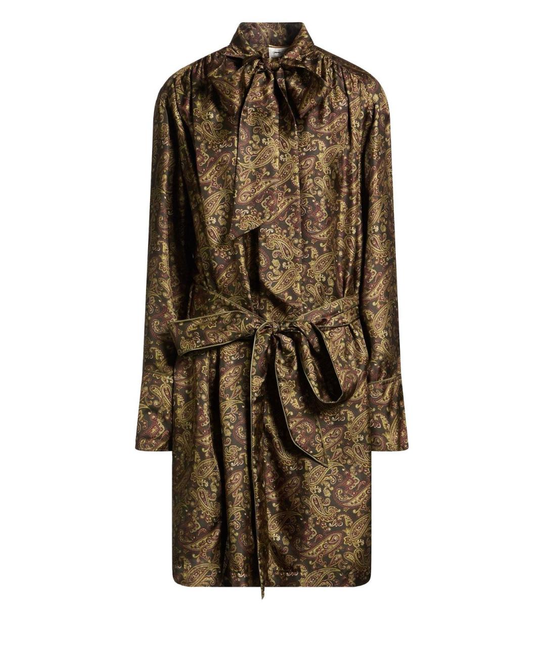 SAINT LAURENT Хаки шелковое коктейльное платье, фото 1
