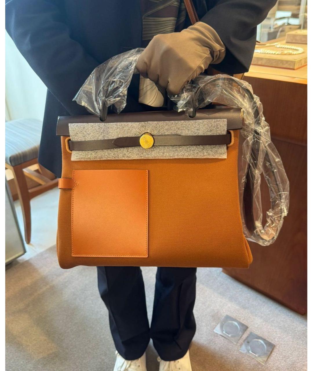 HERMES Коричневая кожаная сумка через плечо, фото 6