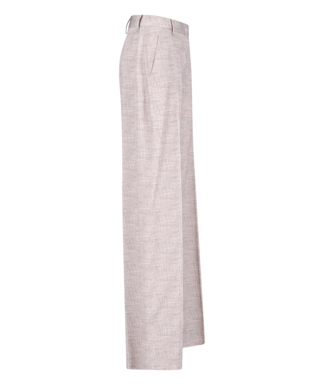 ERMANNO SCERVINO Бежевые вискозные прямые брюки, фото 3