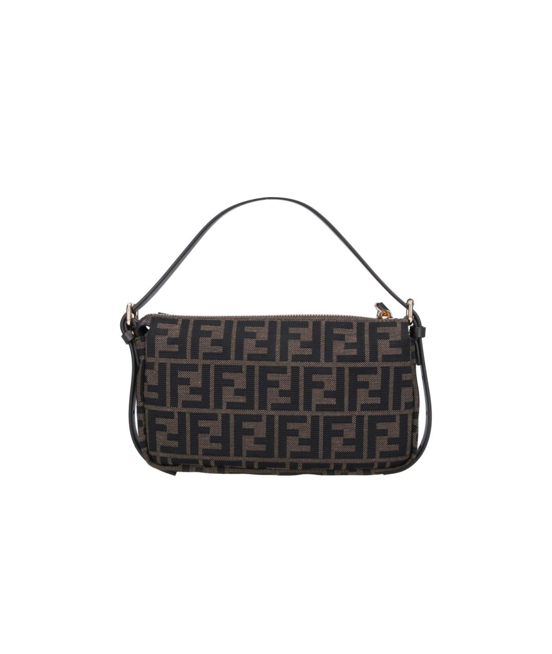 FENDI Коричневая сумка с короткими ручками из канвы, фото 3