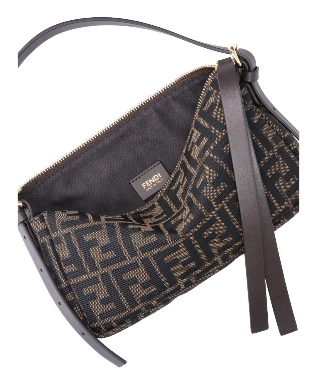 FENDI Коричневая сумка с короткими ручками из канвы, фото 4