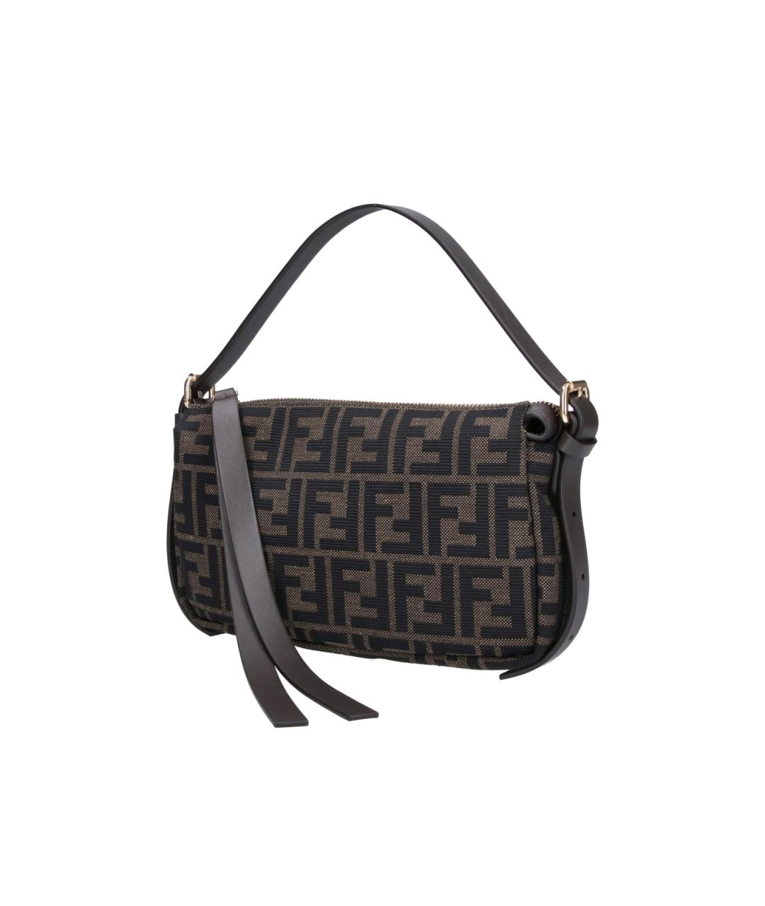 FENDI Коричневая сумка с короткими ручками из канвы, фото 2