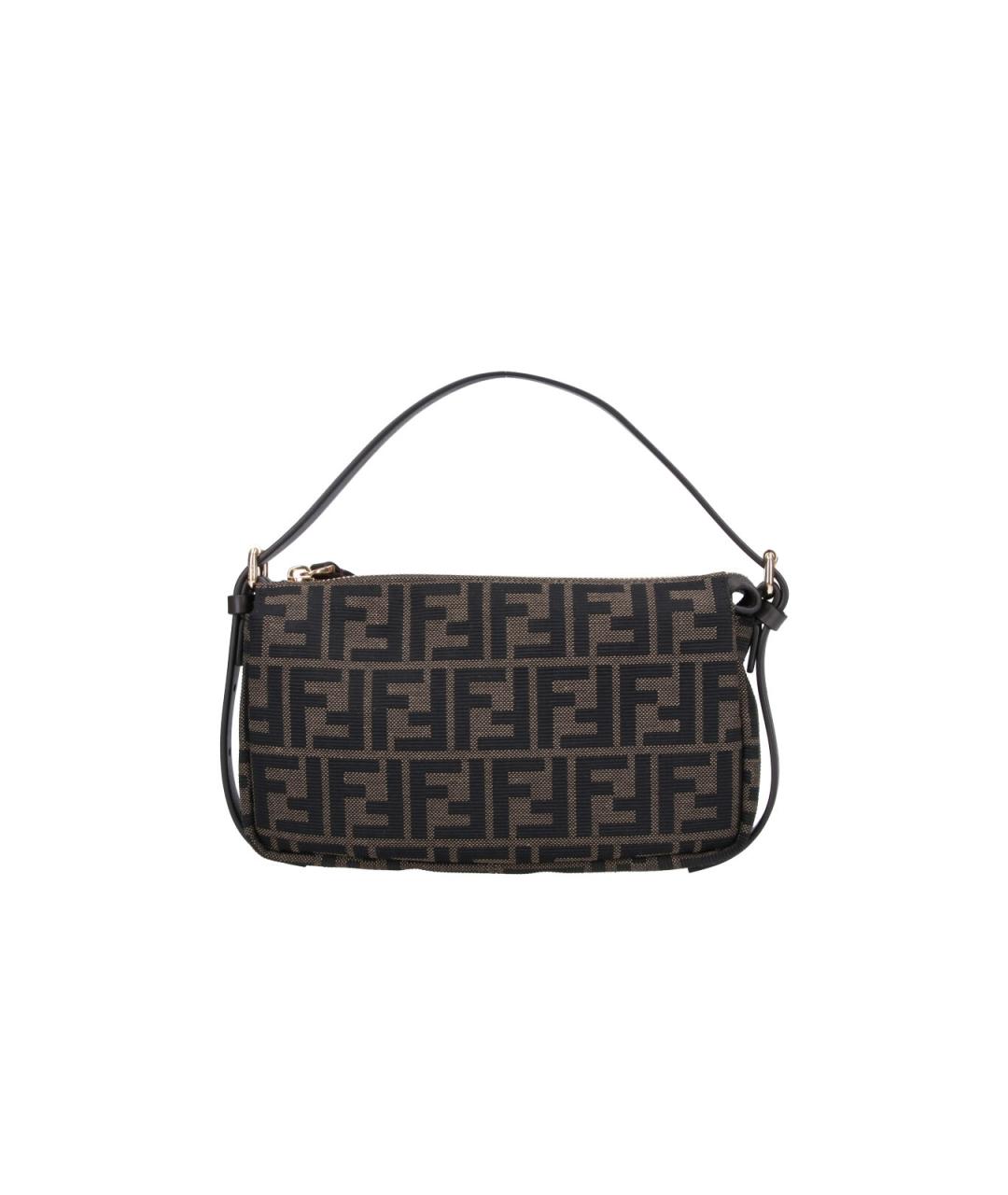 FENDI Коричневая сумка с короткими ручками из канвы, фото 6