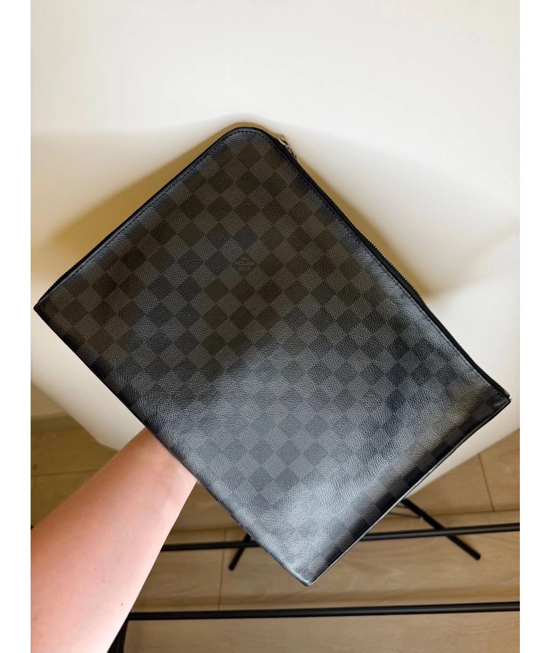 LOUIS VUITTON Темно-синяя папка для документов из канвы, фото 4