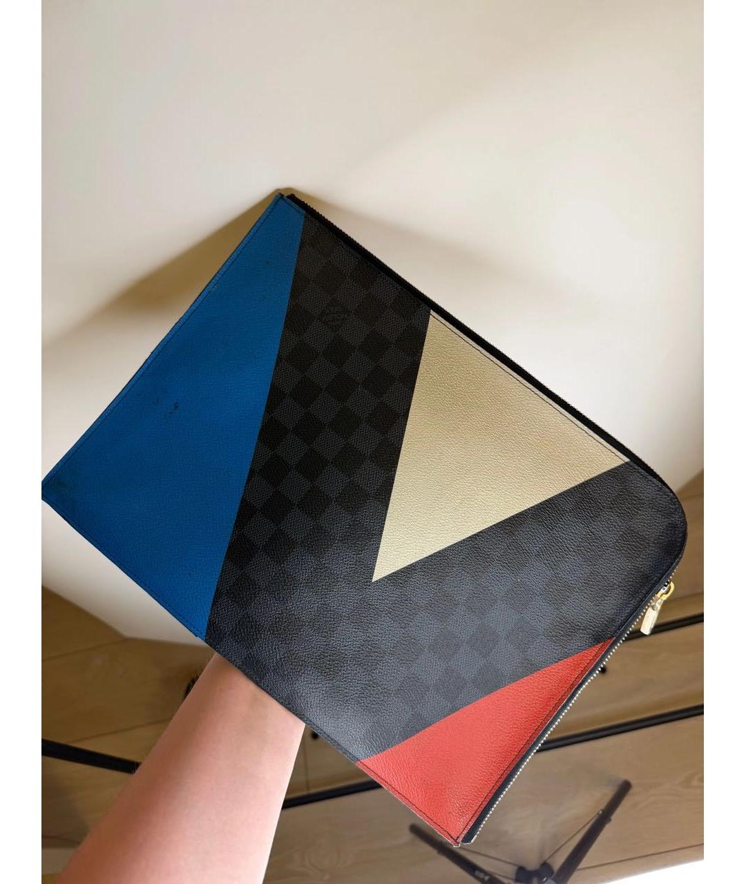 LOUIS VUITTON Темно-синяя папка для документов из канвы, фото 3