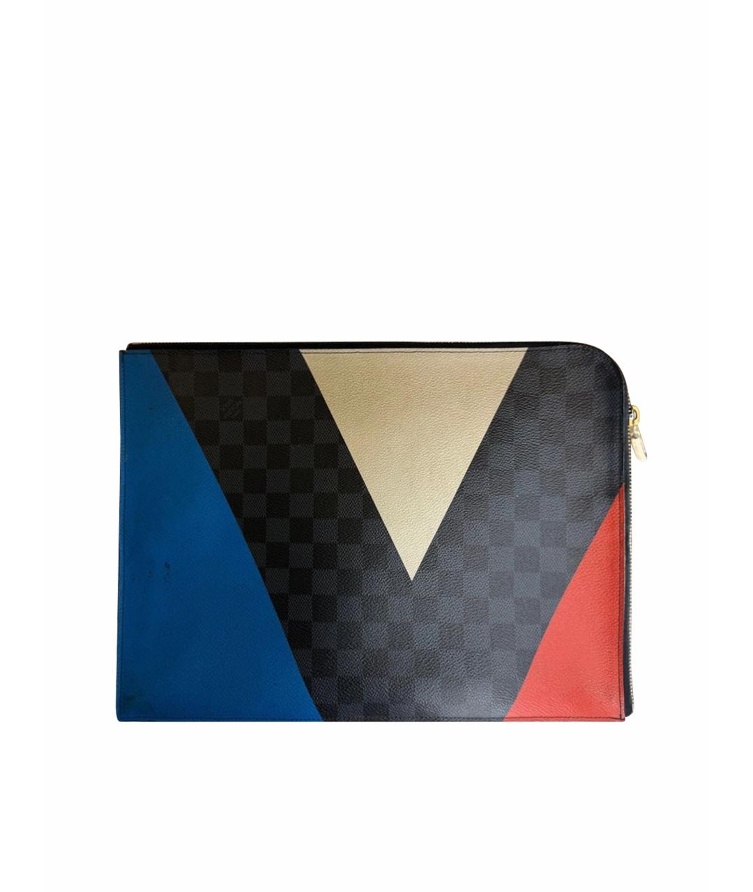 LOUIS VUITTON Темно-синяя папка для документов из канвы, фото 1
