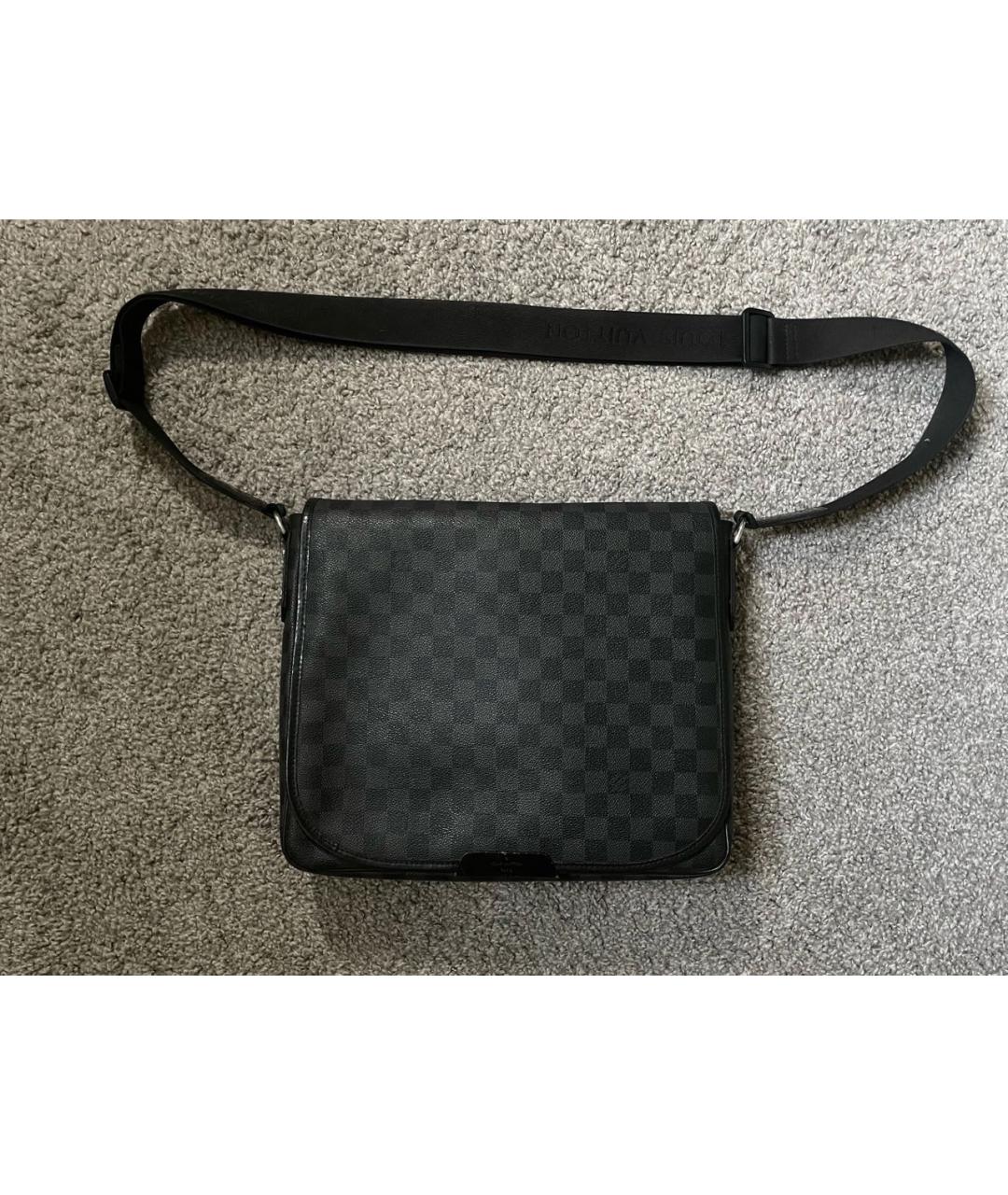 LOUIS VUITTON Темно-синяя сумка на плечо из канвы, фото 5