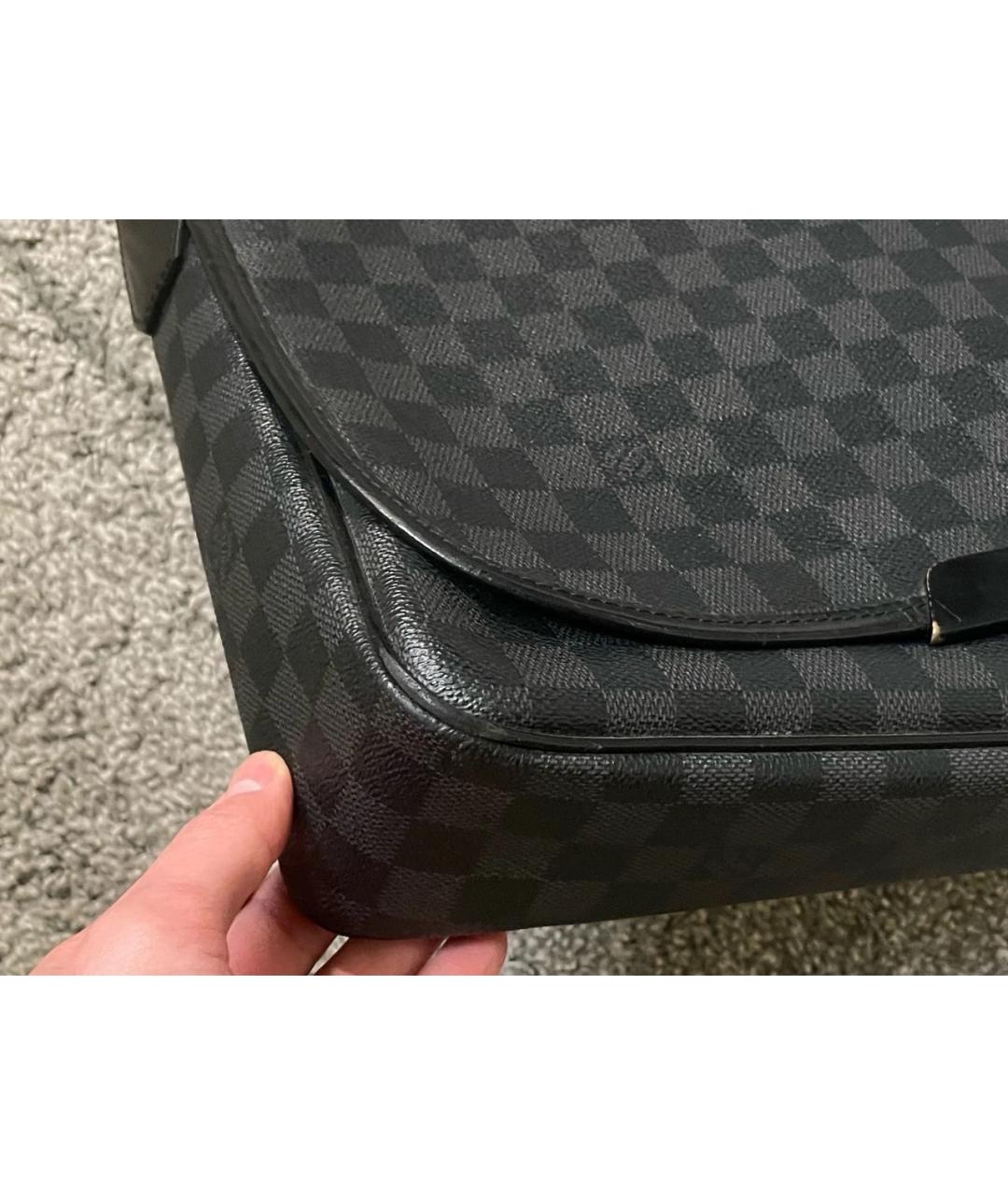 LOUIS VUITTON Темно-синяя сумка на плечо из канвы, фото 2