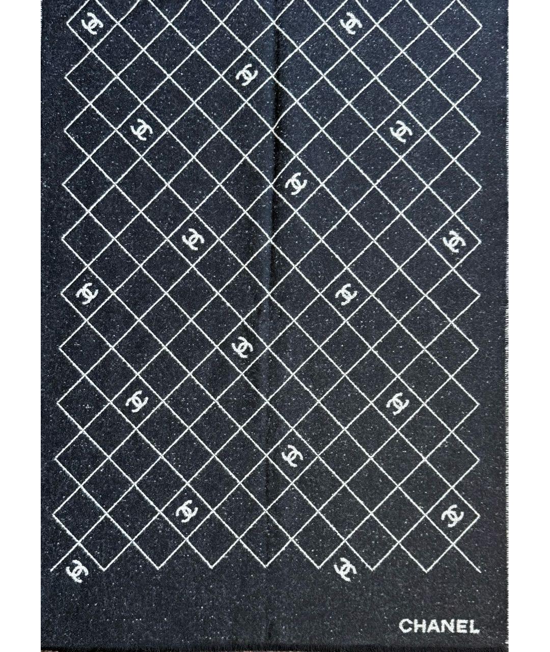 CHANEL Черный шерстяной шарф, фото 1