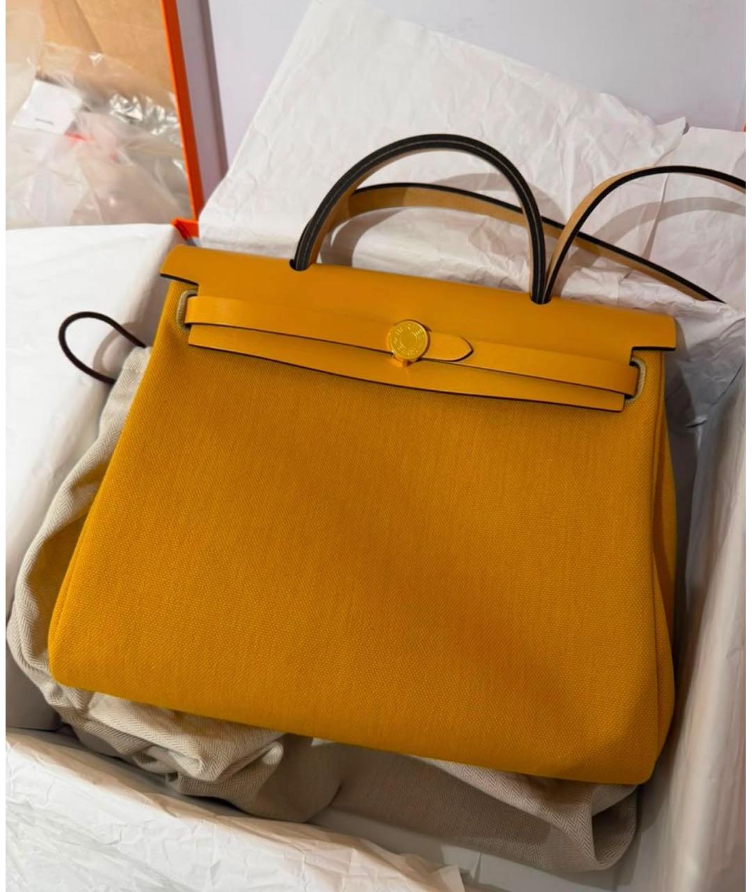 HERMES Горчичная кожаная сумка через плечо, фото 3