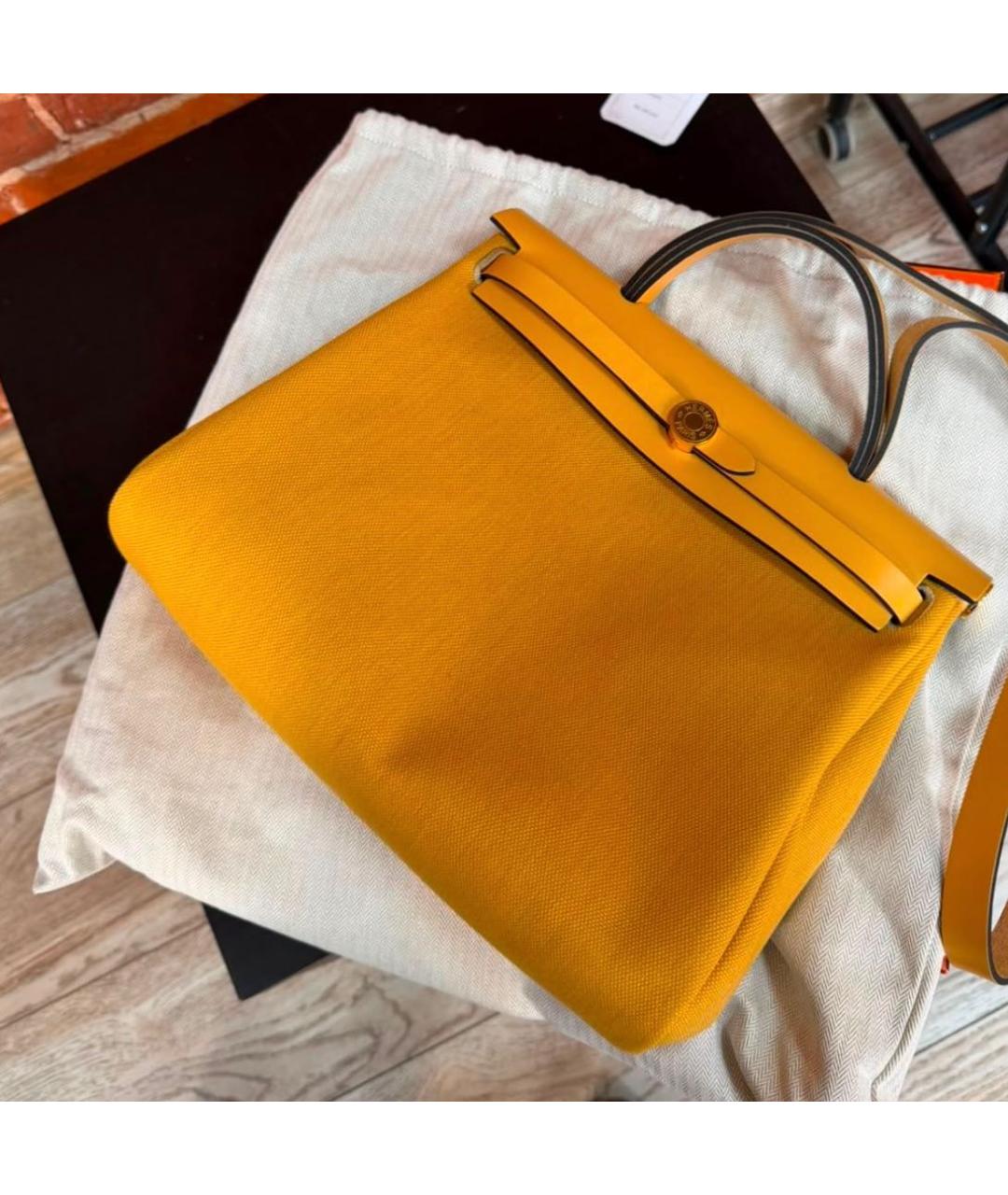 HERMES Горчичная кожаная сумка через плечо, фото 4