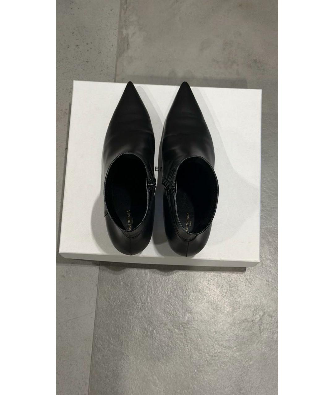 BALENCIAGA Черные кожаные ботильоны, фото 3
