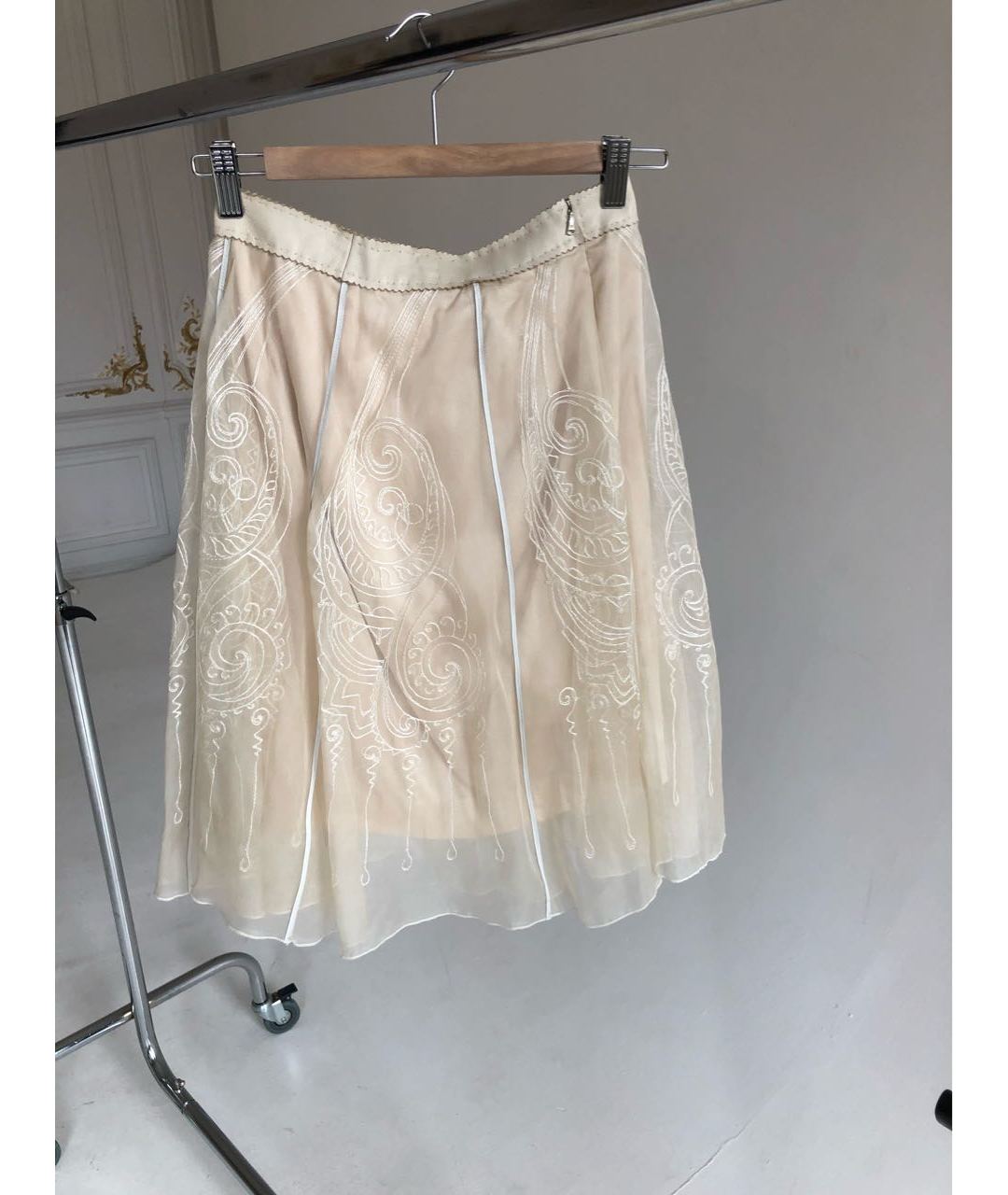 JOHN RICHMOND Бежевая шелковая юбка миди, фото 2