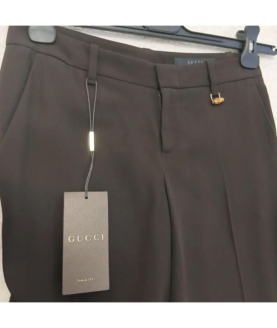 GUCCI Коричневые прямые брюки, фото 2