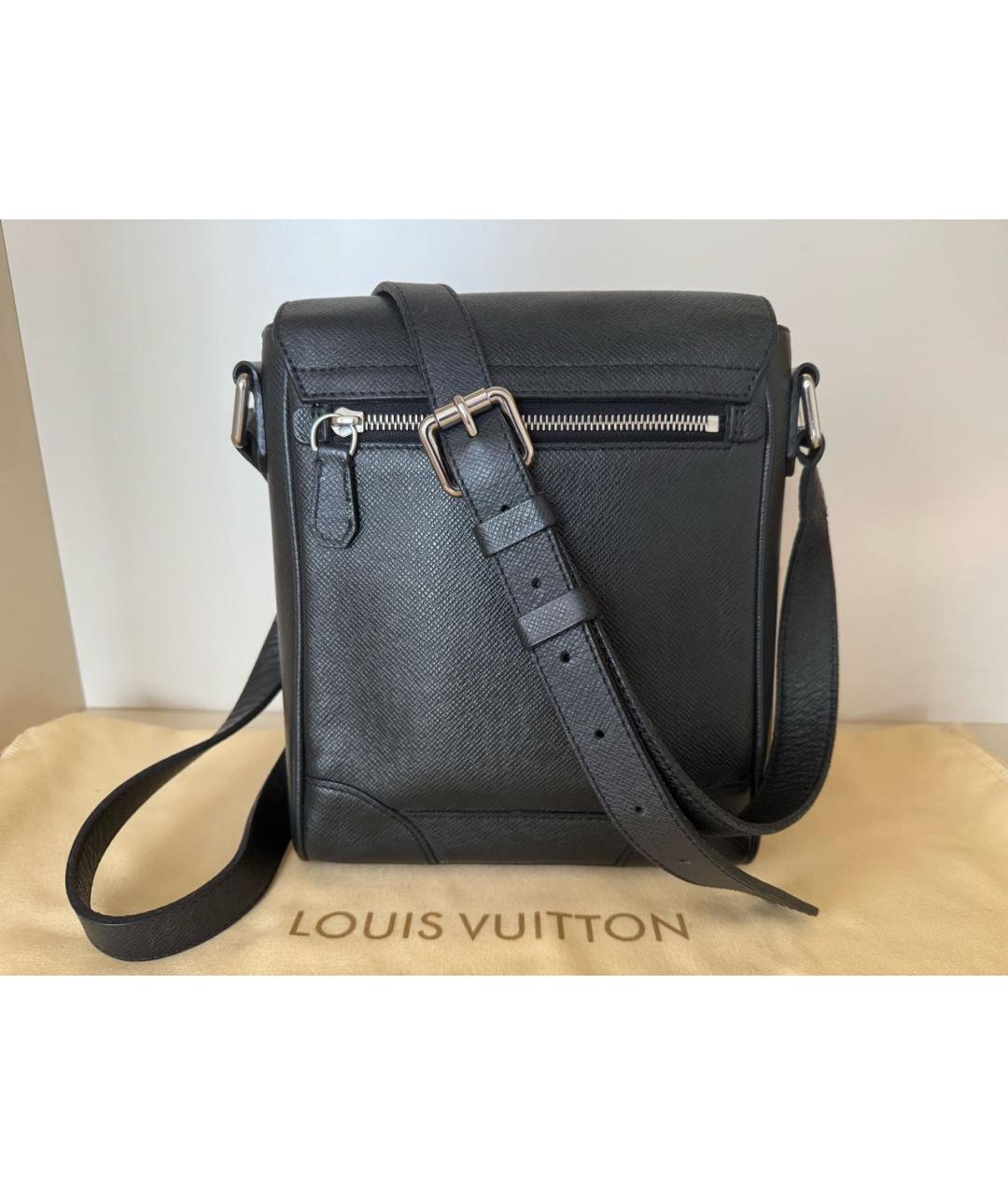 LOUIS VUITTON Черная кожаная сумка на плечо, фото 2